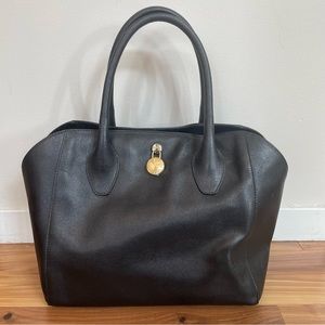 Furla black leather tote bag